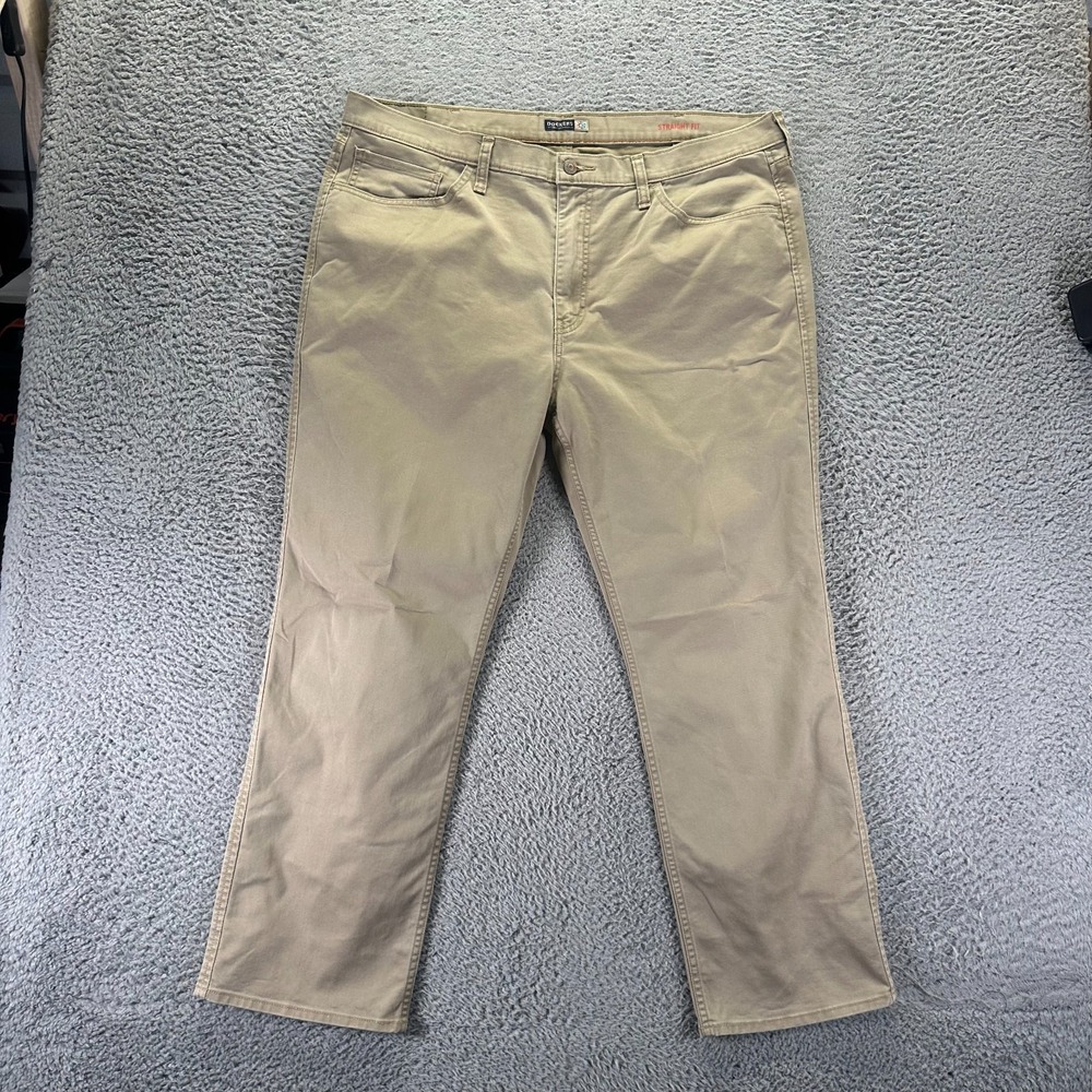 Dockers Pant Mens 40x28 Beige Cotton Khakis Straight Travel Workwear Stretch